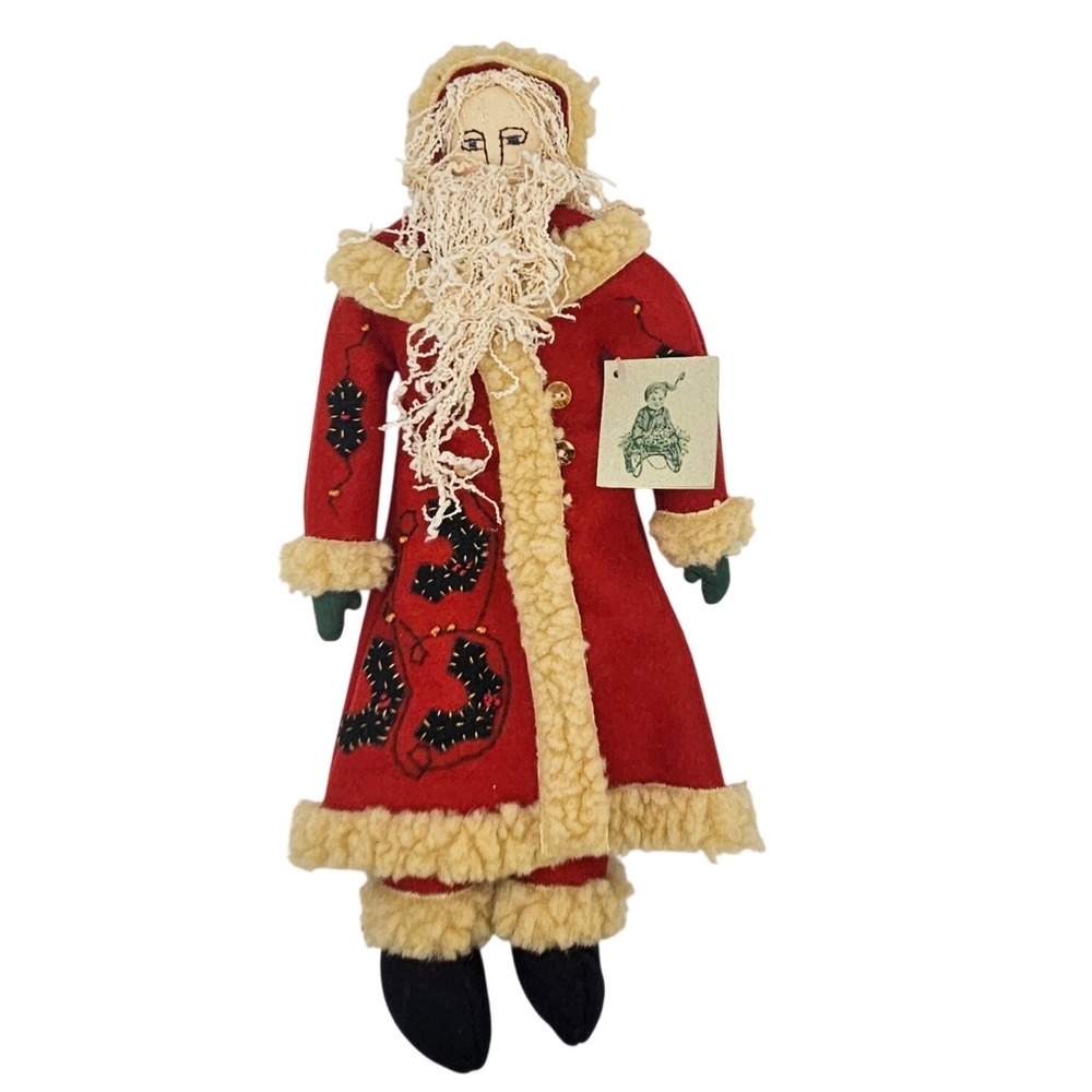 Bethany Lowe Home For The Holidays Santa Claus Primitive Folk Art Red Felt 15"